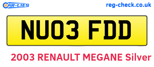 NU03FDD are the vehicle registration plates.
