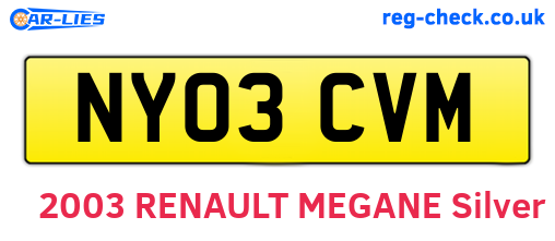 NY03CVM are the vehicle registration plates.