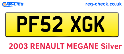 PF52XGK are the vehicle registration plates.