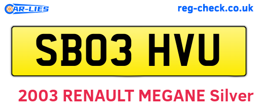 SB03HVU are the vehicle registration plates.