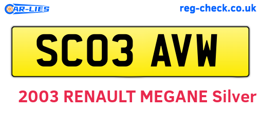 SC03AVW are the vehicle registration plates.