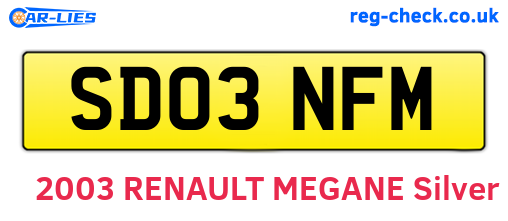 SD03NFM are the vehicle registration plates.