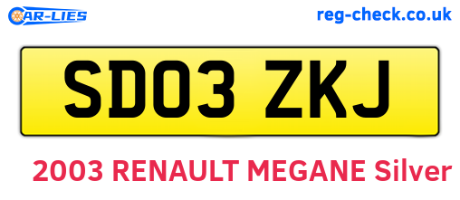 SD03ZKJ are the vehicle registration plates.