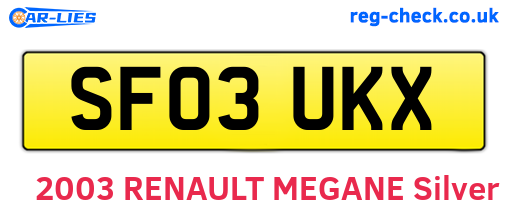 SF03UKX are the vehicle registration plates.