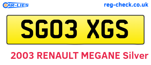 SG03XGS are the vehicle registration plates.
