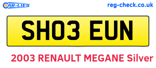 SH03EUN are the vehicle registration plates.