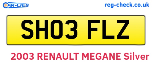 SH03FLZ are the vehicle registration plates.