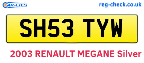 SH53TYW are the vehicle registration plates.