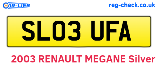 SL03UFA are the vehicle registration plates.