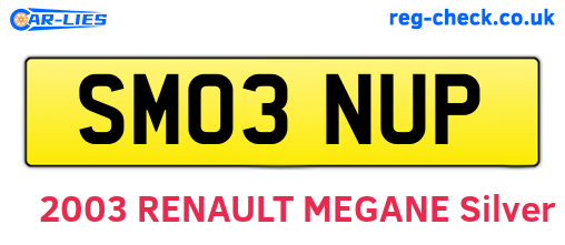 SM03NUP are the vehicle registration plates.