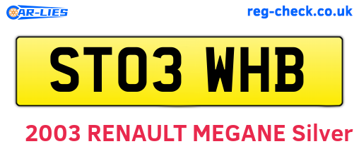 ST03WHB are the vehicle registration plates.