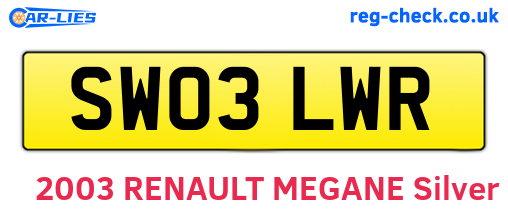 SW03LWR are the vehicle registration plates.