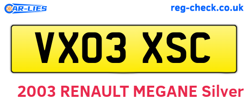 VX03XSC are the vehicle registration plates.