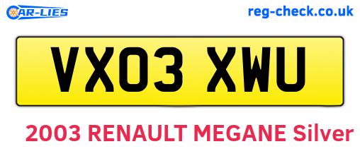 VX03XWU are the vehicle registration plates.