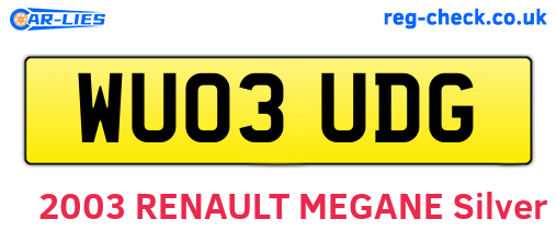 WU03UDG are the vehicle registration plates.