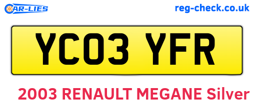 YC03YFR are the vehicle registration plates.