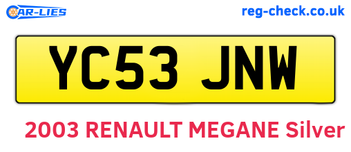 YC53JNW are the vehicle registration plates.