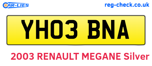 YH03BNA are the vehicle registration plates.