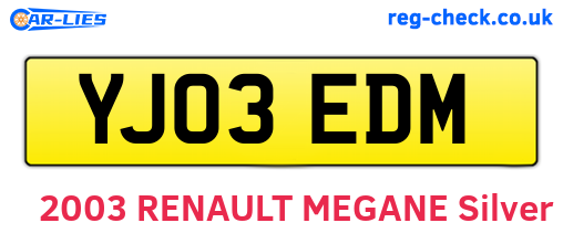 YJ03EDM are the vehicle registration plates.