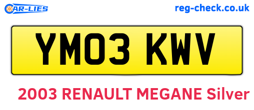 YM03KWV are the vehicle registration plates.