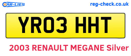 YR03HHT are the vehicle registration plates.