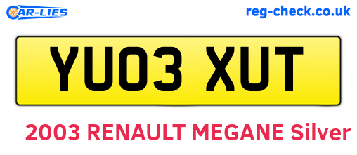 YU03XUT are the vehicle registration plates.
