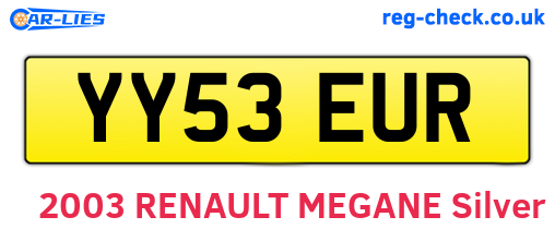 YY53EUR are the vehicle registration plates.