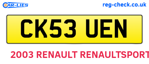 CK53UEN are the vehicle registration plates.