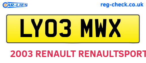 LY03MWX are the vehicle registration plates.