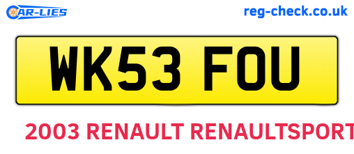 WK53FOU are the vehicle registration plates.