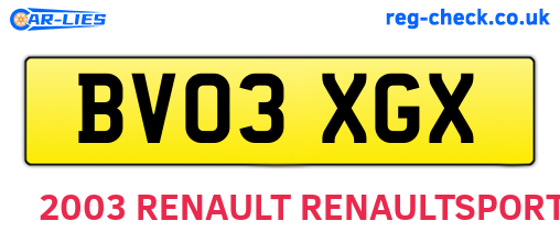 BV03XGX are the vehicle registration plates.