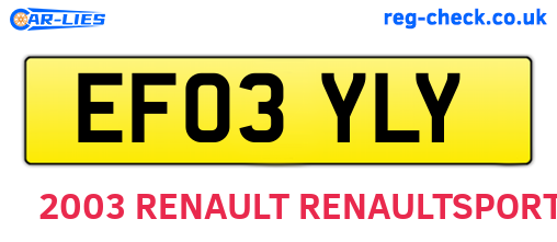 EF03YLY are the vehicle registration plates.