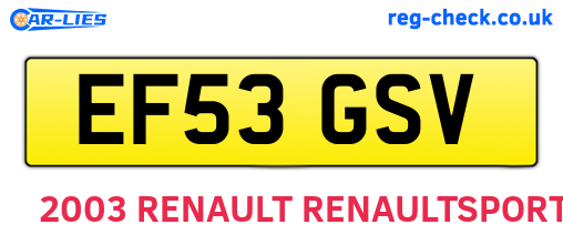 EF53GSV are the vehicle registration plates.
