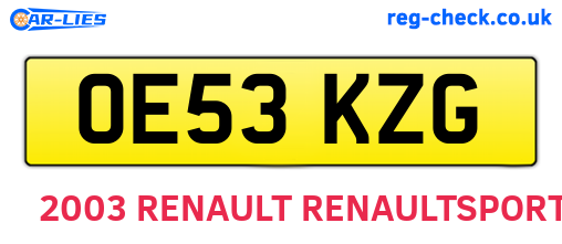 OE53KZG are the vehicle registration plates.