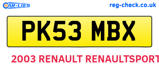 PK53MBX are the vehicle registration plates.