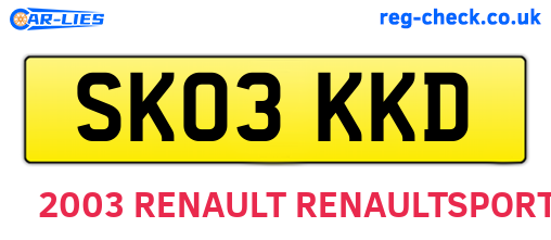 SK03KKD are the vehicle registration plates.