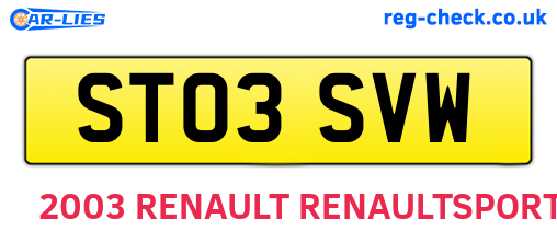 ST03SVW are the vehicle registration plates.