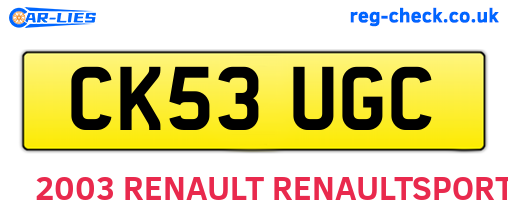 CK53UGC are the vehicle registration plates.