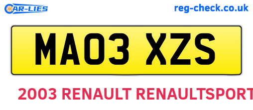 MA03XZS are the vehicle registration plates.