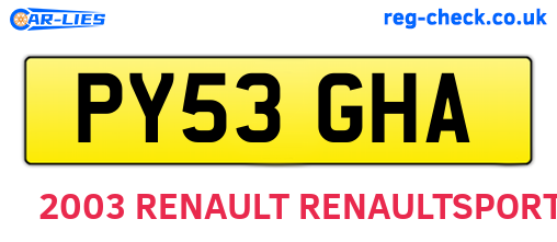 PY53GHA are the vehicle registration plates.