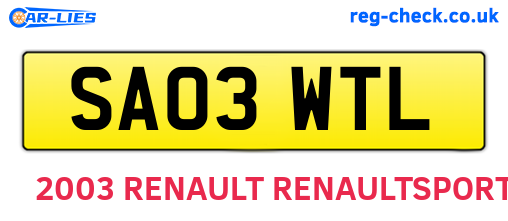 SA03WTL are the vehicle registration plates.