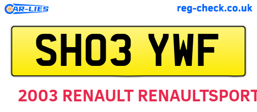 SH03YWF are the vehicle registration plates.
