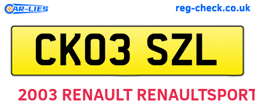 CK03SZL are the vehicle registration plates.