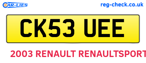 CK53UEE are the vehicle registration plates.