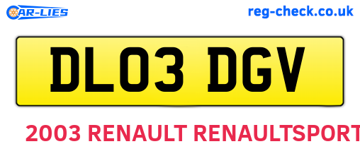 DL03DGV are the vehicle registration plates.