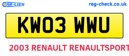 KW03WWU are the vehicle registration plates.
