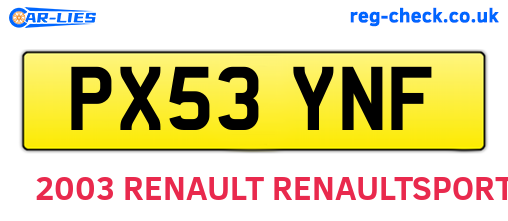 PX53YNF are the vehicle registration plates.