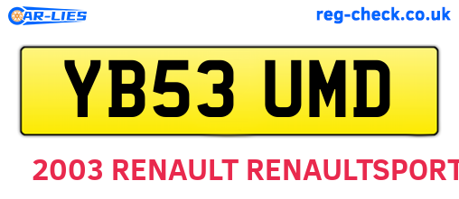 YB53UMD are the vehicle registration plates.