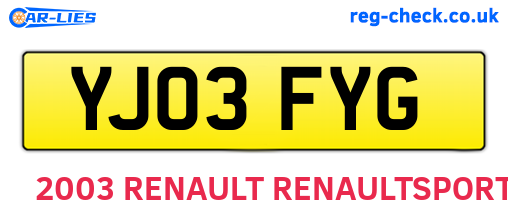 YJ03FYG are the vehicle registration plates.