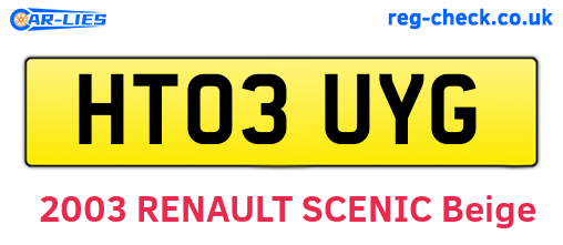 HT03UYG are the vehicle registration plates.